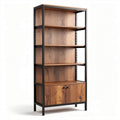 Wooden bookshelf with metal frame and two drawers 180 x 80 x 30cm