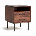 Wooden nightstand with two drawers and open storage space 50 x 40 x 60cm