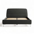 Modern upholstered platform bed frame with wood slat support in charcoal gray 200 x 160 x 100cm