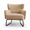 Textured beige armchair with metal legs for living room or office use 80 x 80 x 85cm