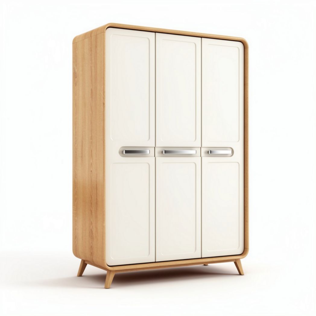 Wooden wardrobe with three doors and minimalist design 80 x 50 x 180cm
