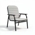 Grey upholstered lounge chair with metal frame for indoor or outdoor use