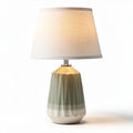 Ceramic table lamp with fabric shade in green and white 25 x 25 x 45cm