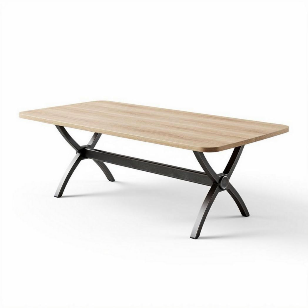 Wooden dining table with metal legs 150 x 75 x 75cm for living room