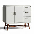 Modern white storage cabinet with wooden legs and ample drawers 100 x 45 x 75cm