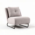 Linen fabric lounge chair with removable cushion and metal base in light gray