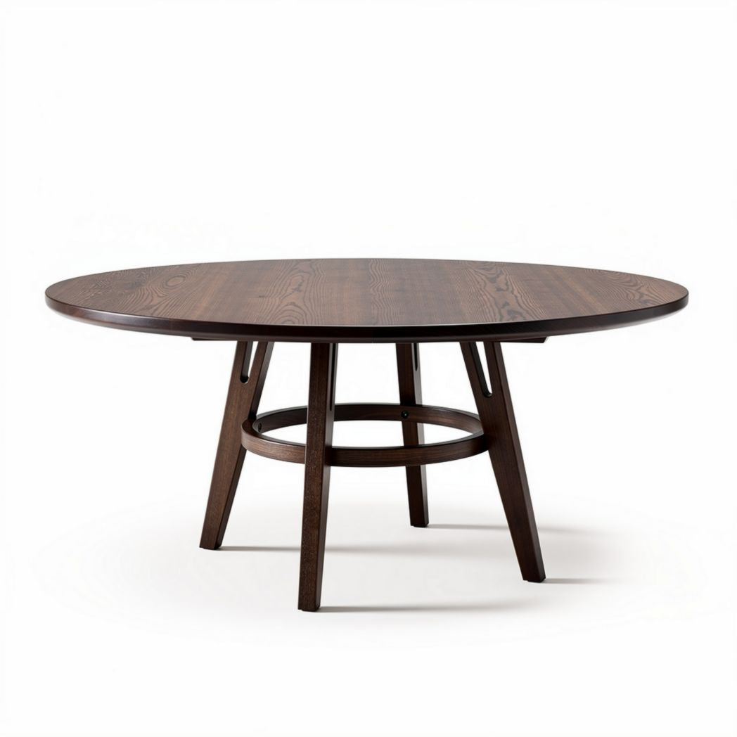 Round wooden dining table with modern design and sturdy base 150 x 150 x 75cm