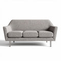 Modern gray fabric sofa with three seats and metal legs 200 x 90 x 85cm