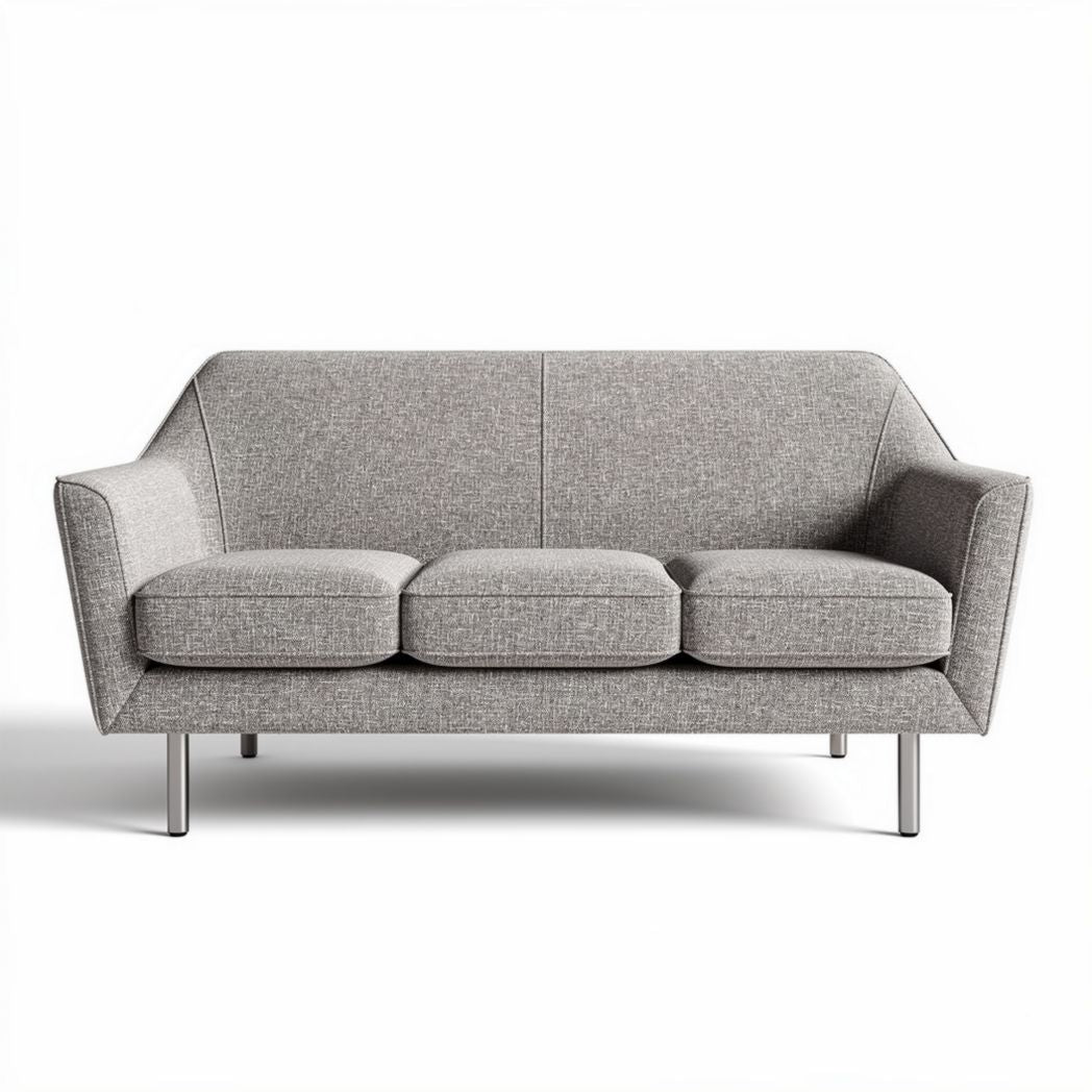 Modern gray fabric sofa with three seats and metal legs 200 x 90 x 85cm