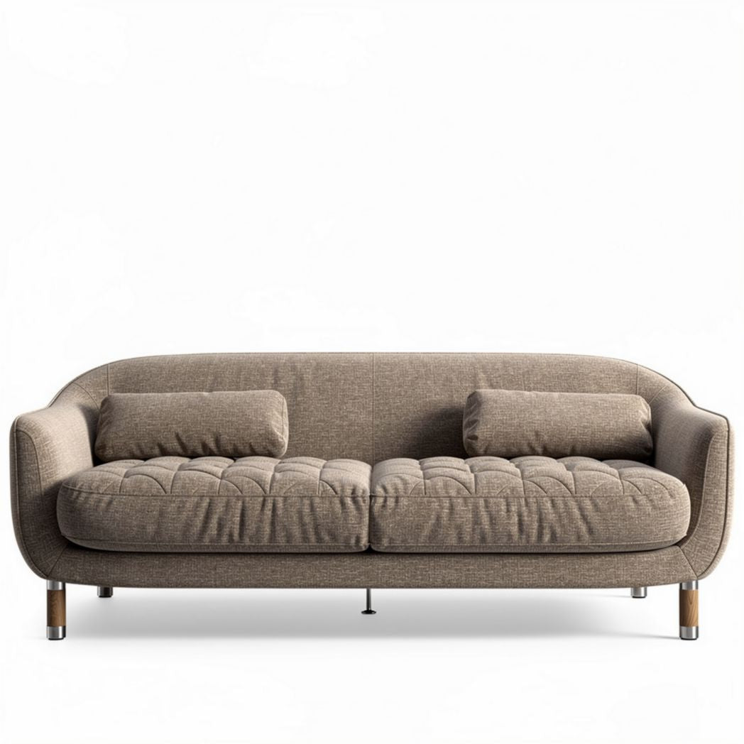 Fabric sofa with detachable cushions in brown 200 x 90 x 85cm